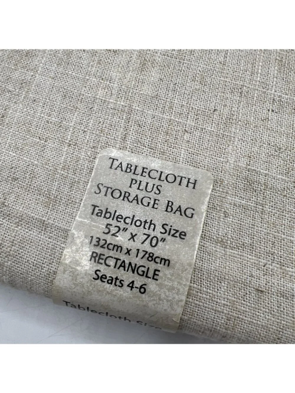 Lenox French Perle Tablecloth Decorative Trim 52x70 Beige Linen Storage Bag
